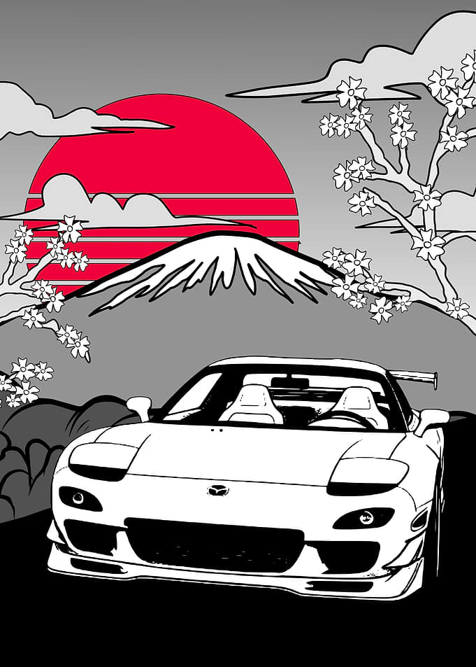 Mazda RX-7 & Mount Fuji