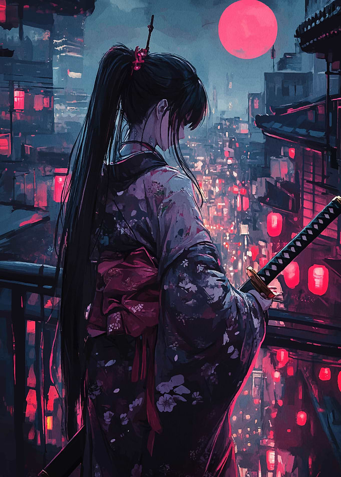 Samurai Woman in Night City