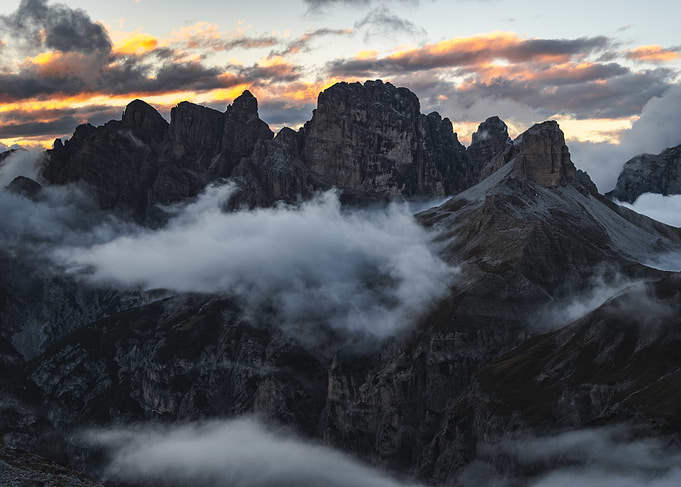 Mountain Peaks in Clouds