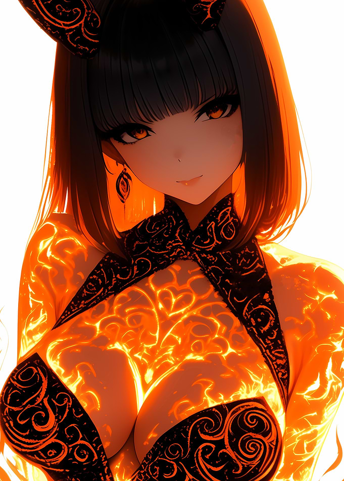Anime Girl with Fire Pattern