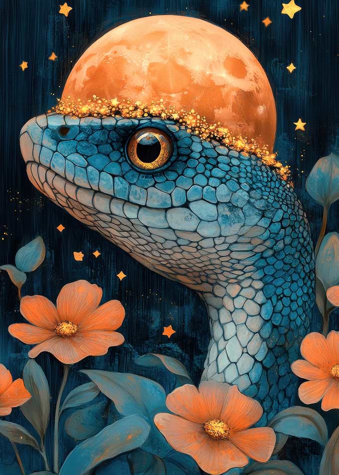 Snake with Moon Crown