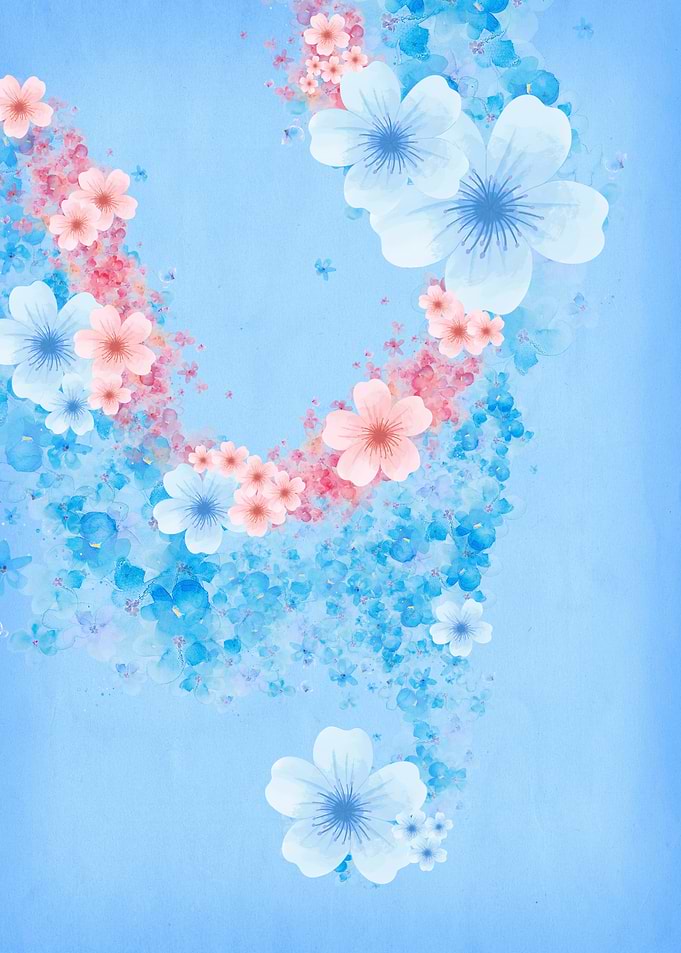 Pink Blue Flowers of Serenity