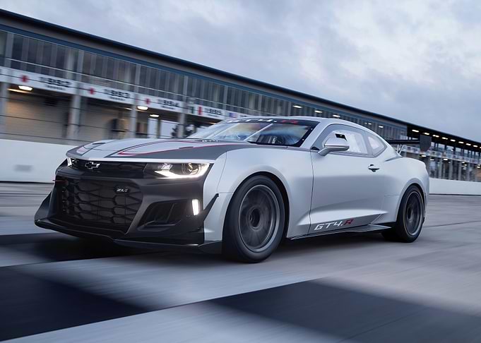 Silver Chevrolet Camaro GT4.R