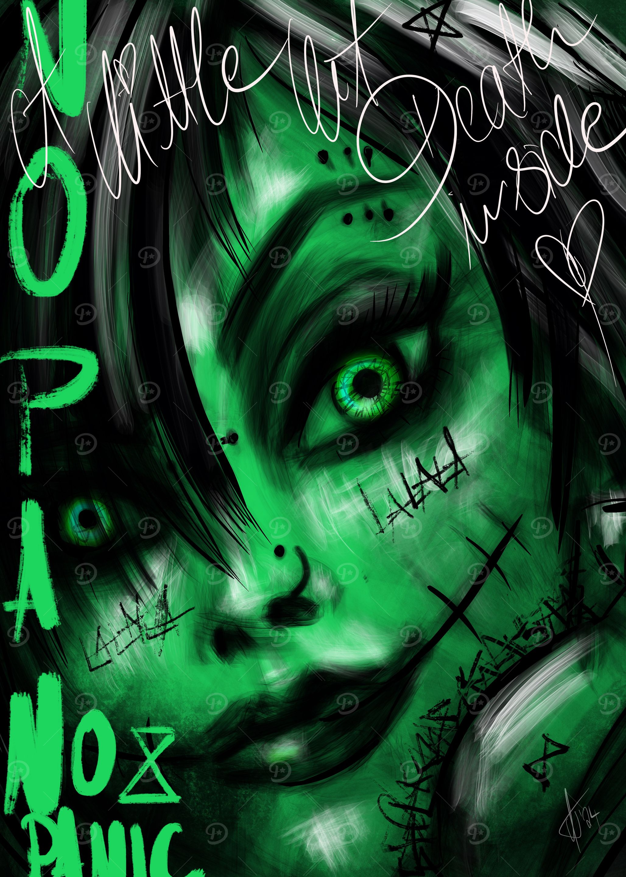 Green Demonic Eyed Girl