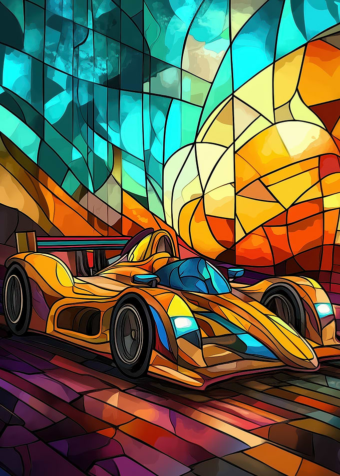 Stained Glass Race Car