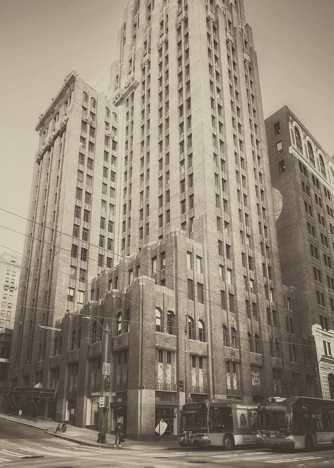 Vintage Cityscape with Tall Buildings