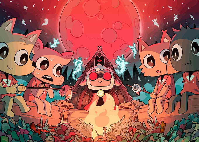 Campfire with Anthropomorphic Animals