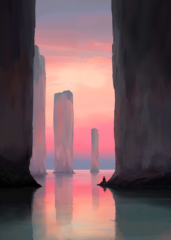 Solitary Figure at Sunset