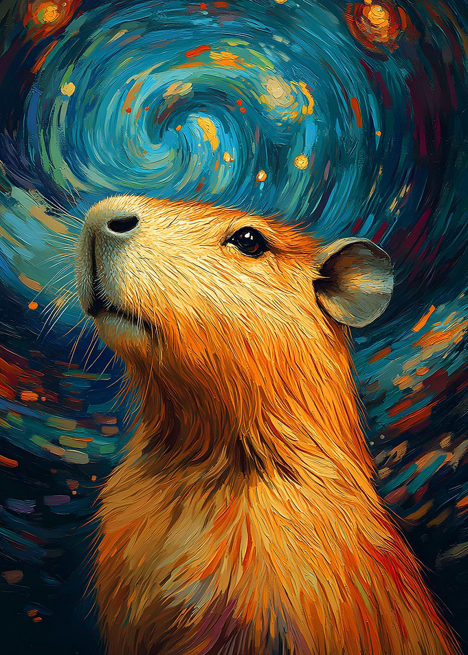 Capybara and Starry Night