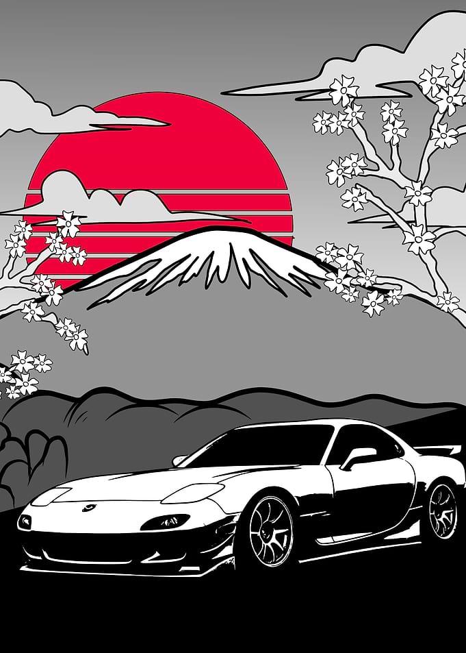 Japanese Sports Car Sunset