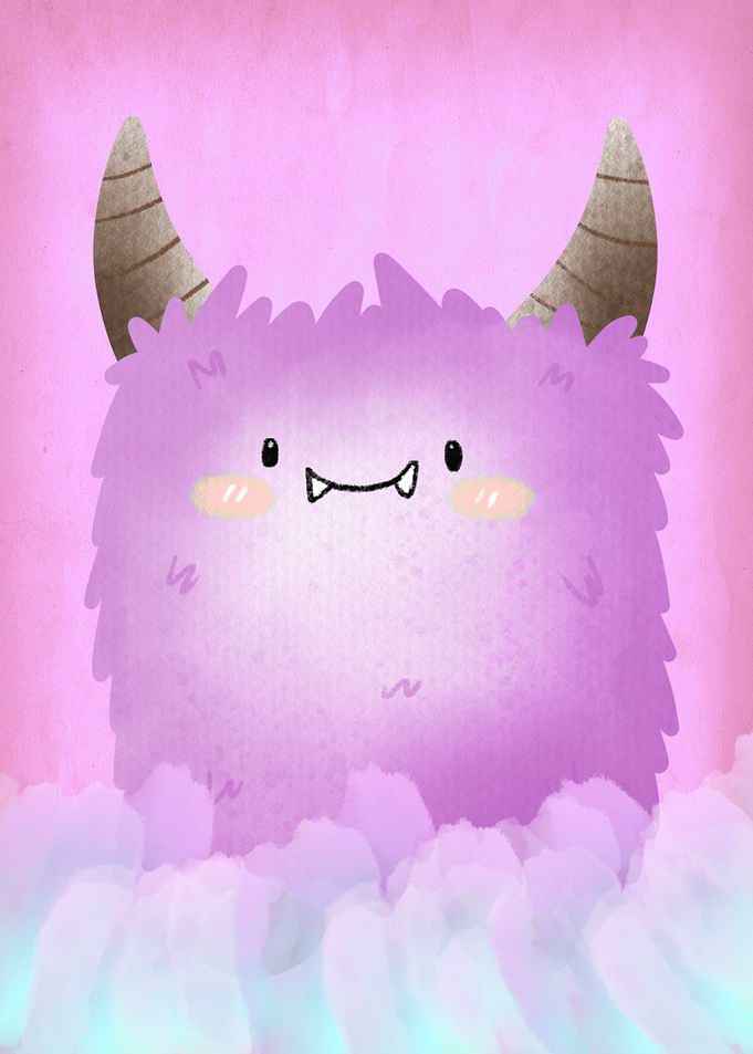 Cute Purple whimsical Monster