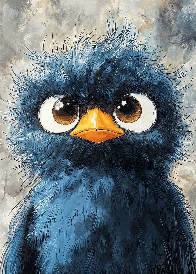 Blue Bird with Big Eyes
