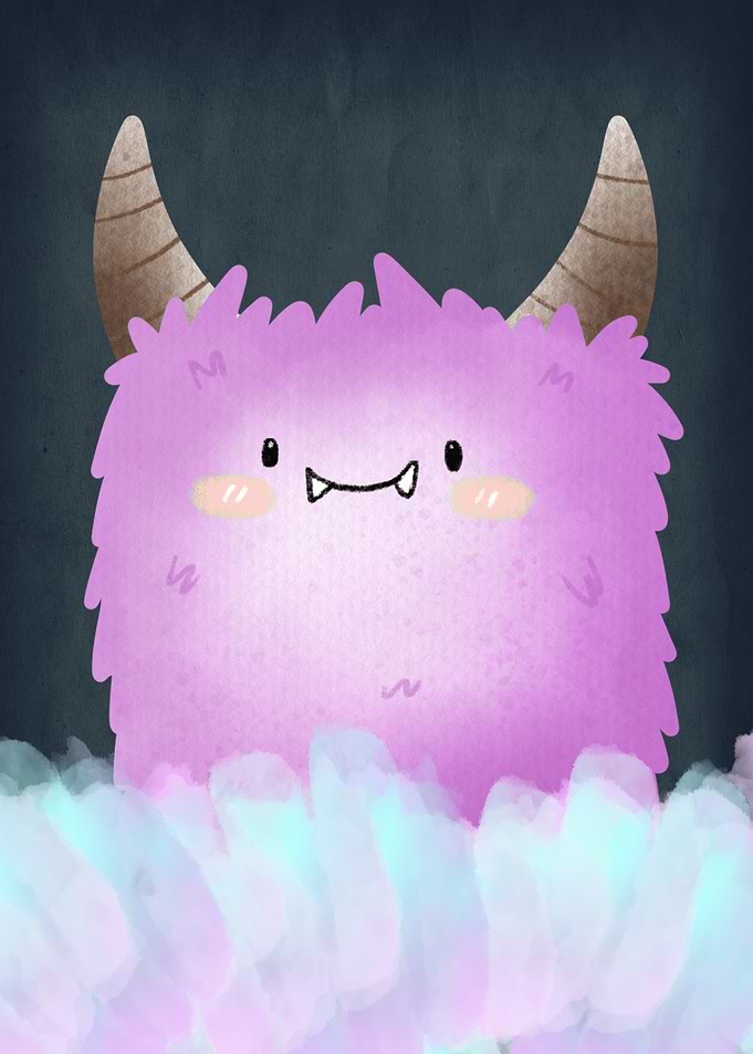 Cute Purple Whimsical Monster