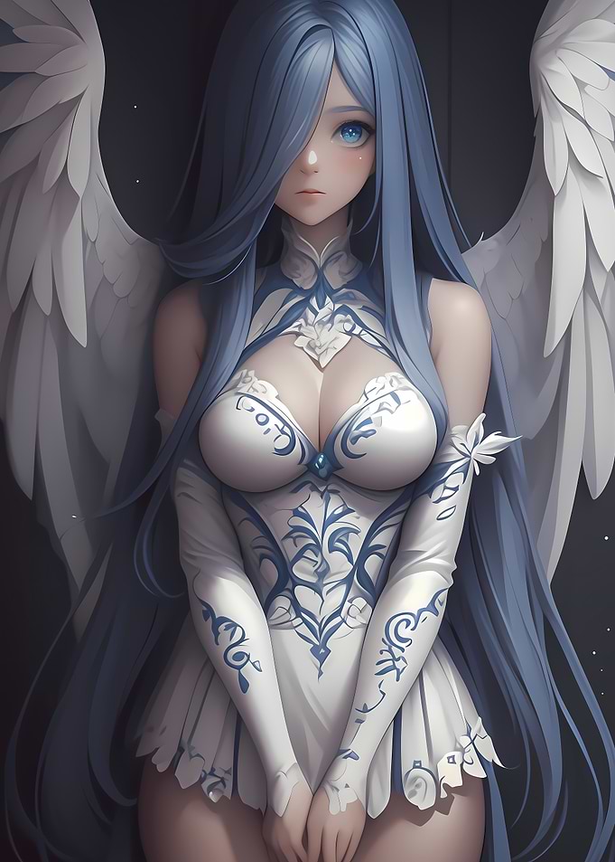 Blue-Haired Angel Anime Girl