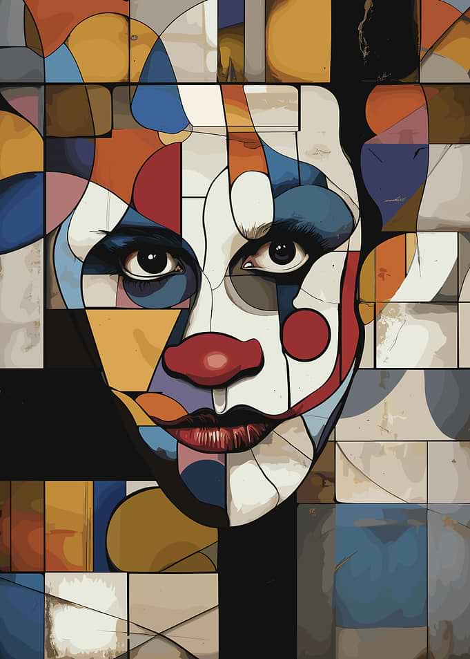 Original Clown Face Abstract Art