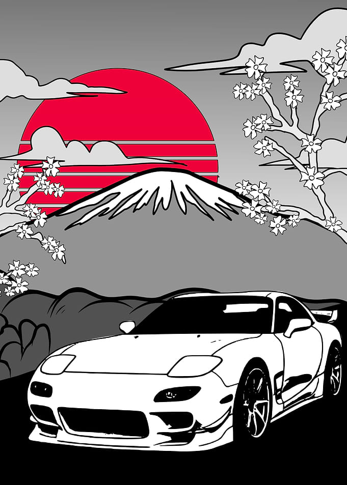 Japanese Sports Car Sunset