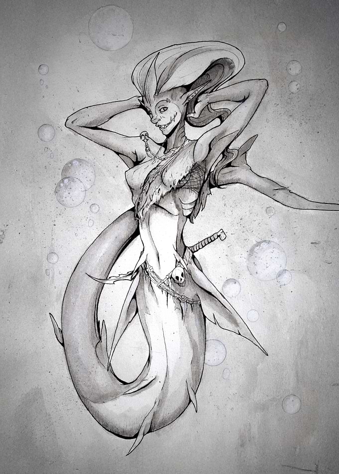 Shark Mermaid Illustration