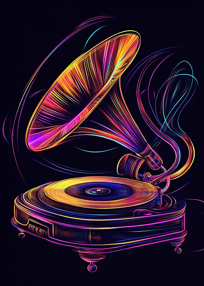 Neon Vintage Phonograph