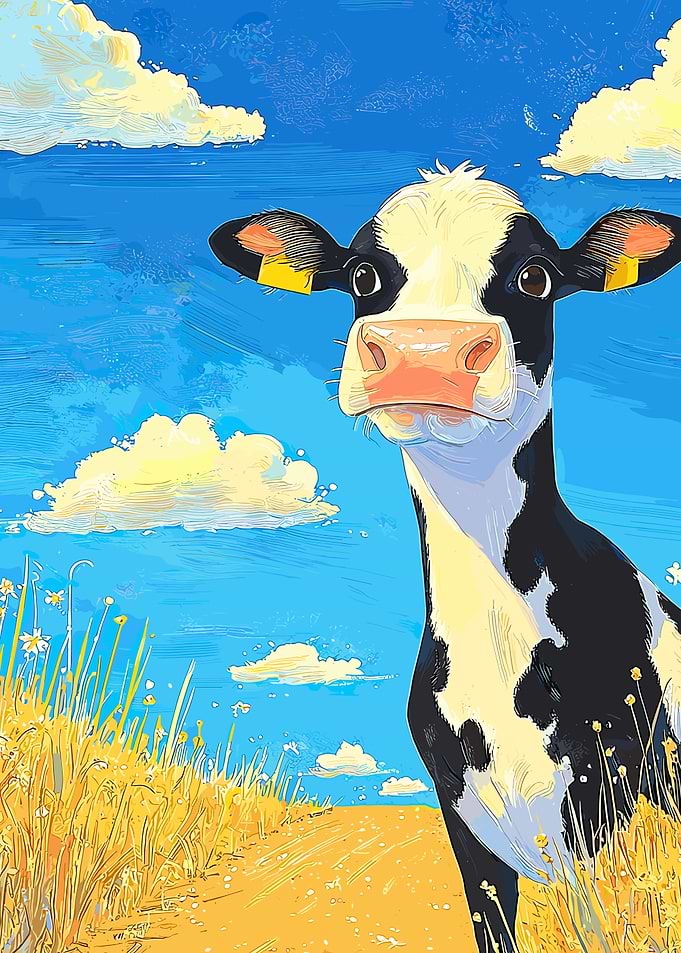 Cute Cow in Field