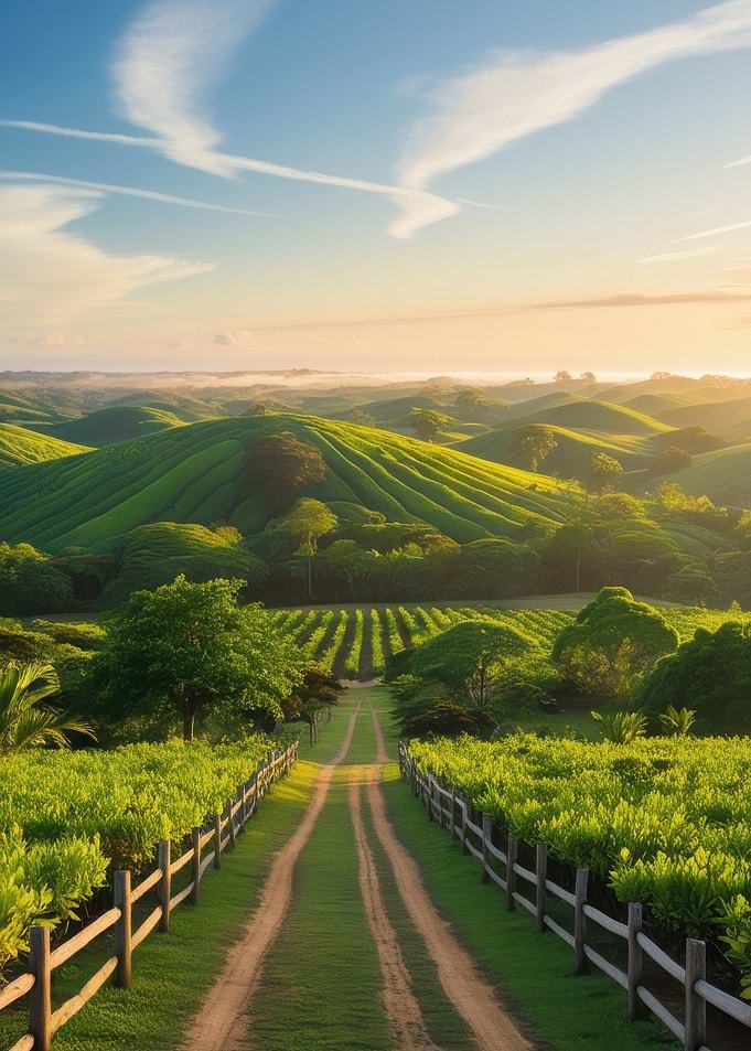 Green Hills and Country Road