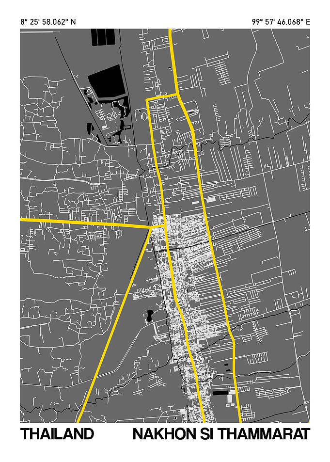 Nakhon Si Thammarat City Street Map