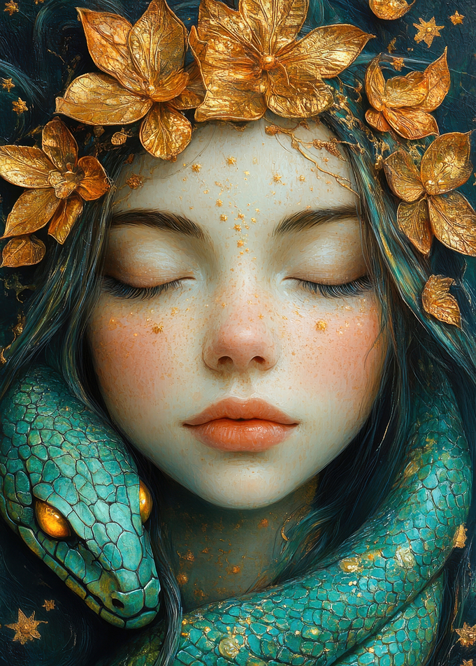 Serene Woman with Snake