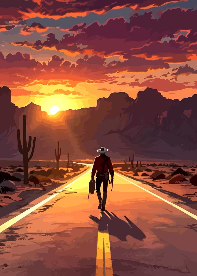 Lone Cowboy Sunset