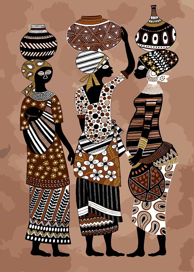 African Women with Pottery
