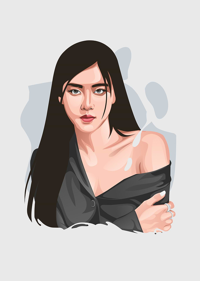 Woman with Long Black Hair