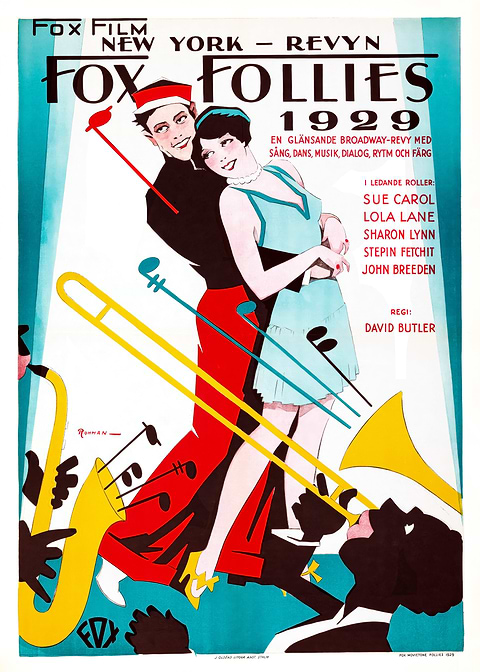 Fox Follies 1929 Poster — vintage film art printed on metal