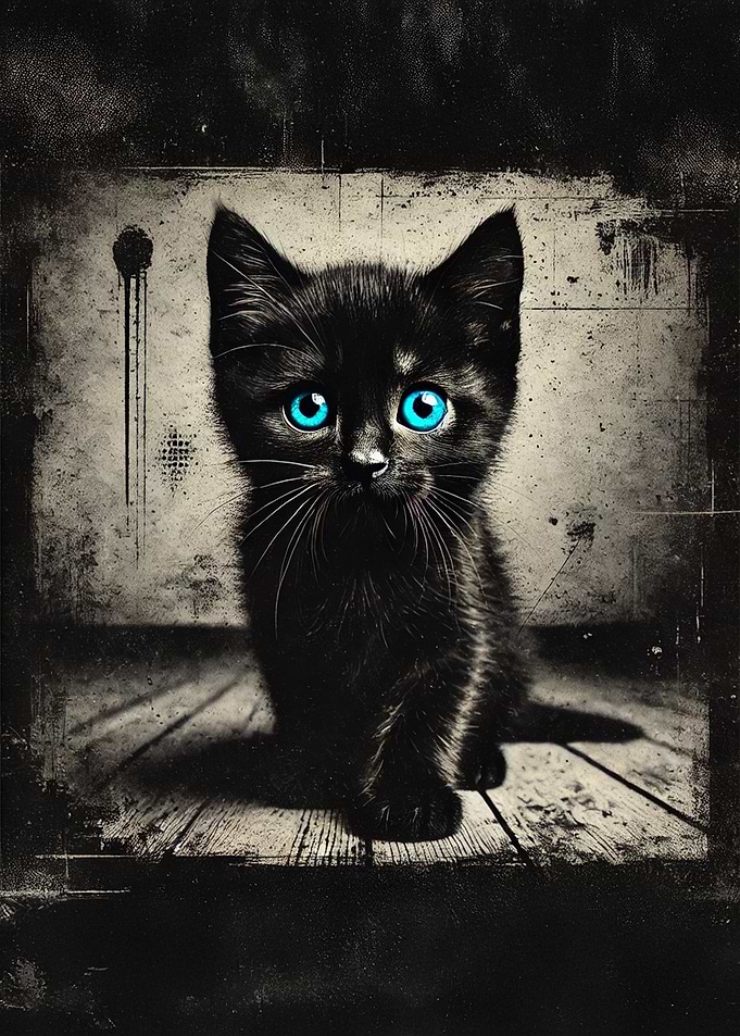 Black Cat with Blue Eyes