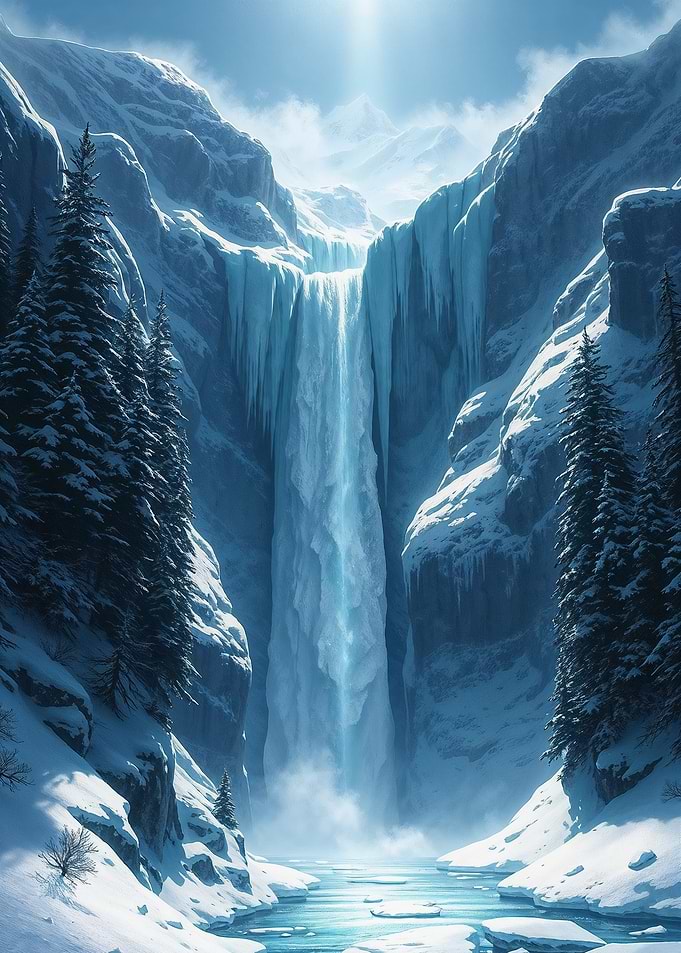 Frozen Waterfall Landscape