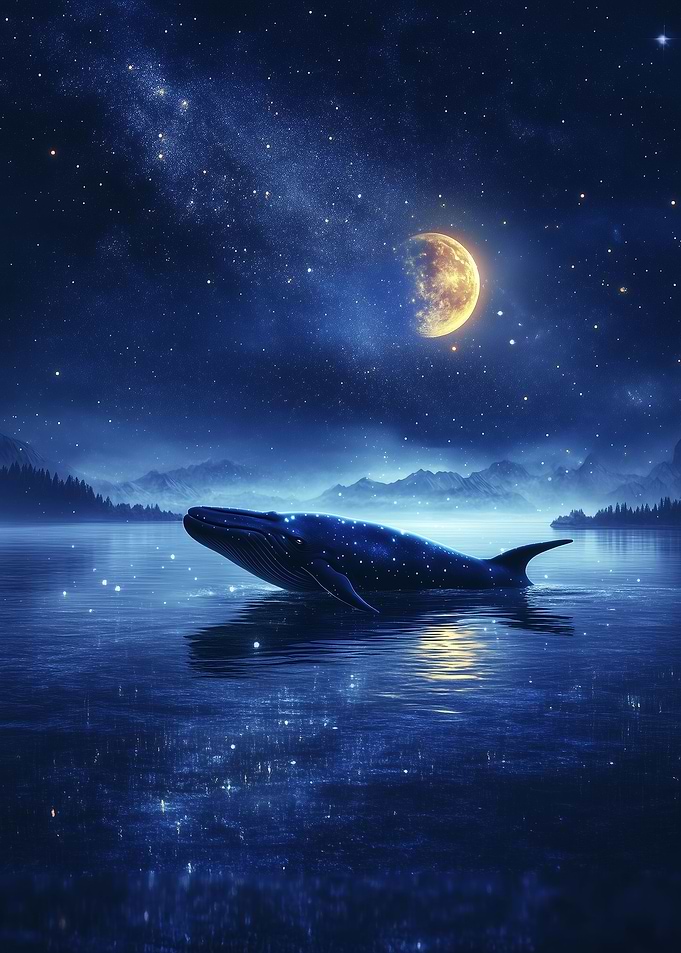 Lonely Whale In Moonlight