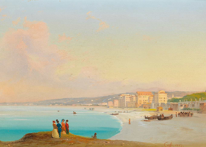 Coastal Town at Sunset