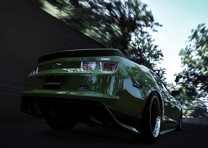 Green Camaro Back View