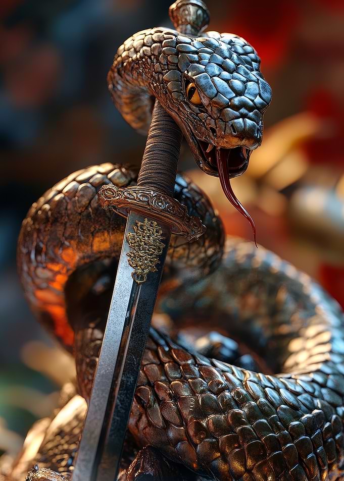 Snake and Sword Sculpture