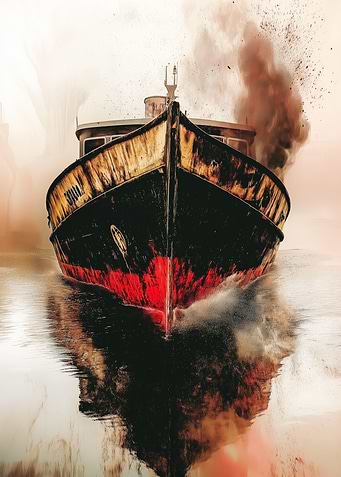 Rusted Glory: The Last Voyage - Old Ship in Fog