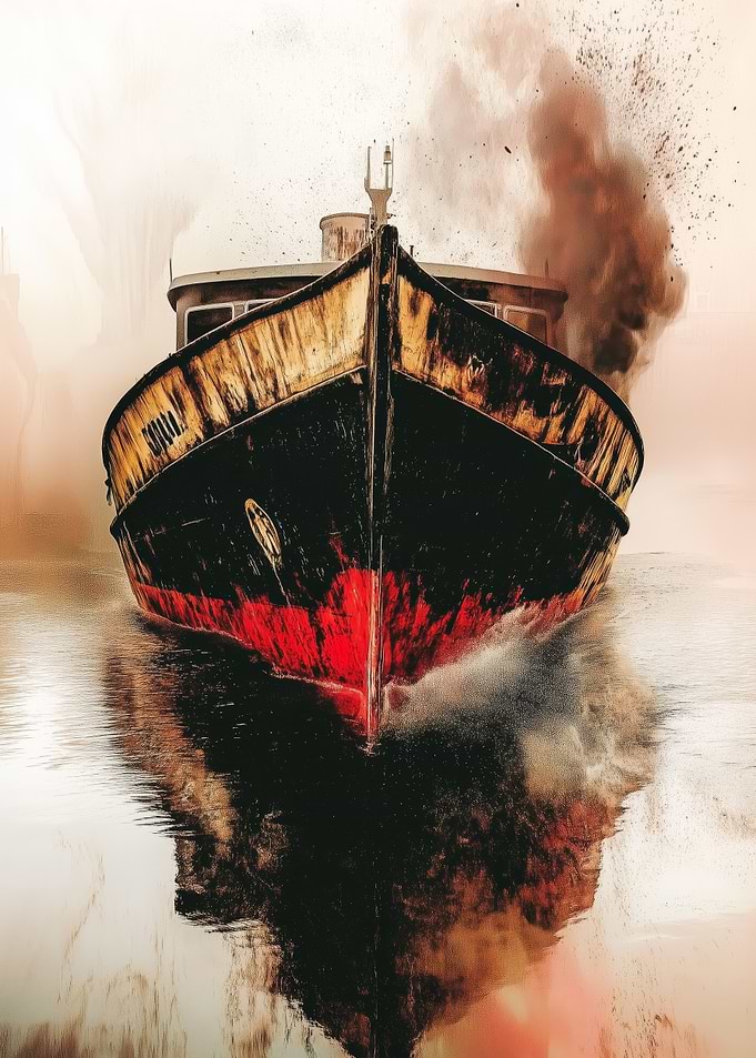 Rusted Glory: The Last Voyage - Old Ship in Fog