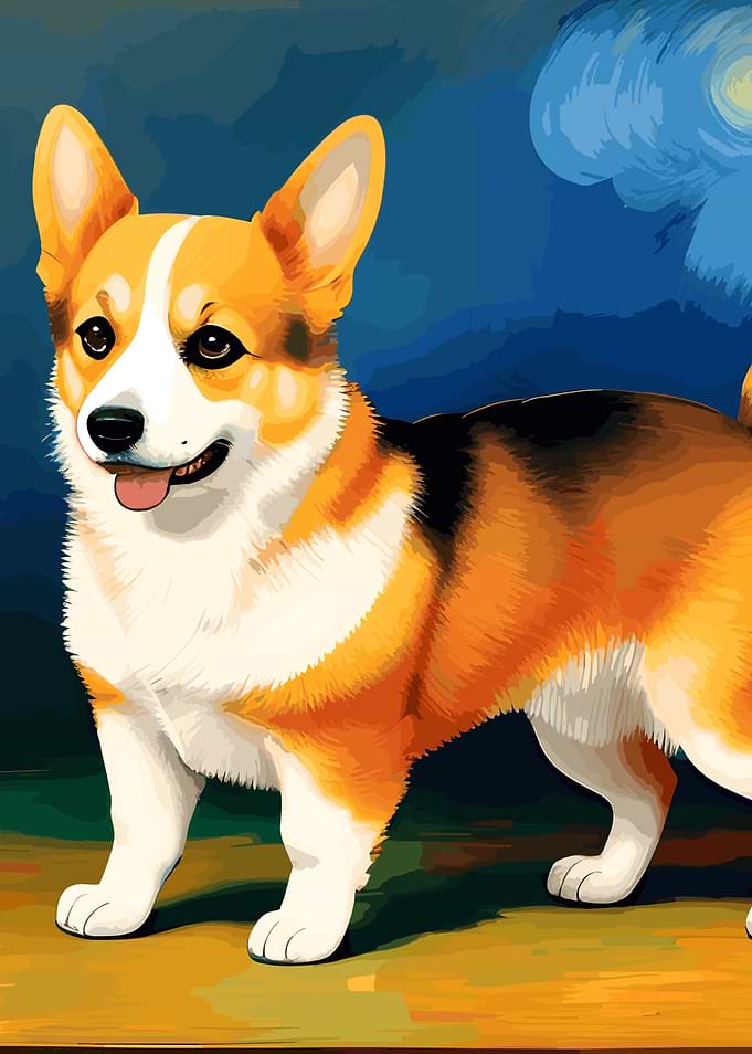 Corgi in Starry Night