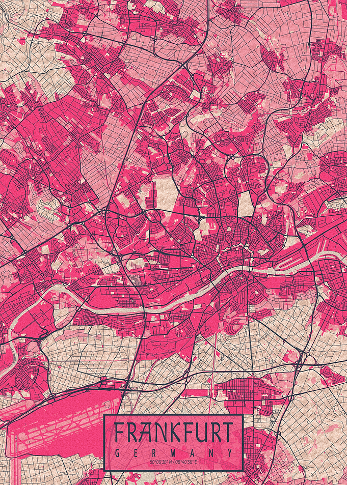 Frankfurt City Map Germany Blossom