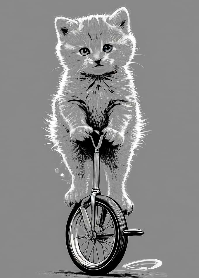 Kitten on Unicycle