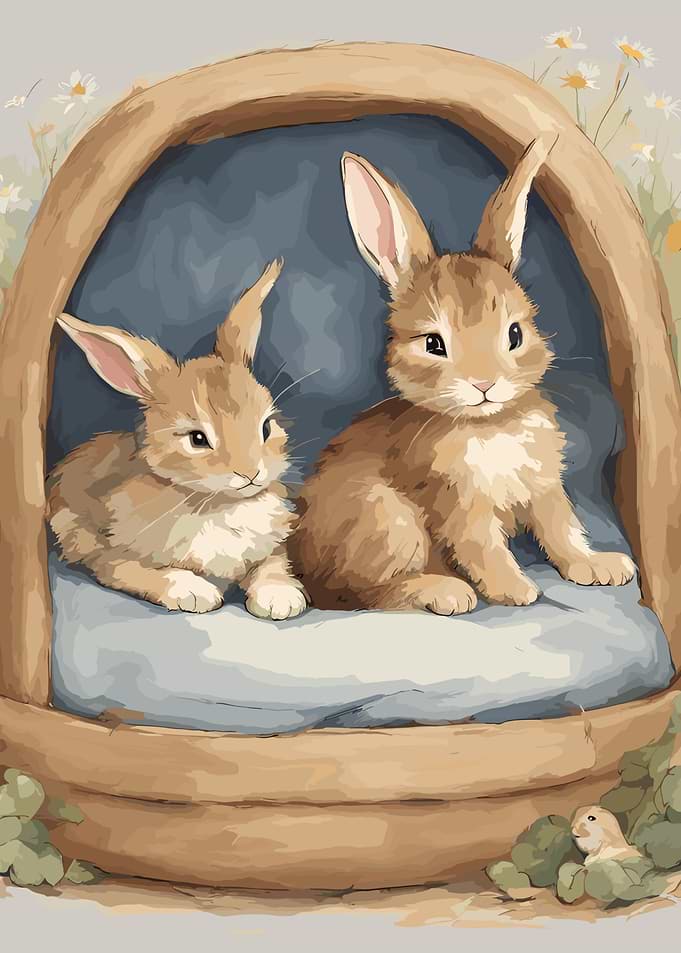 Two Bunnies in a Basket