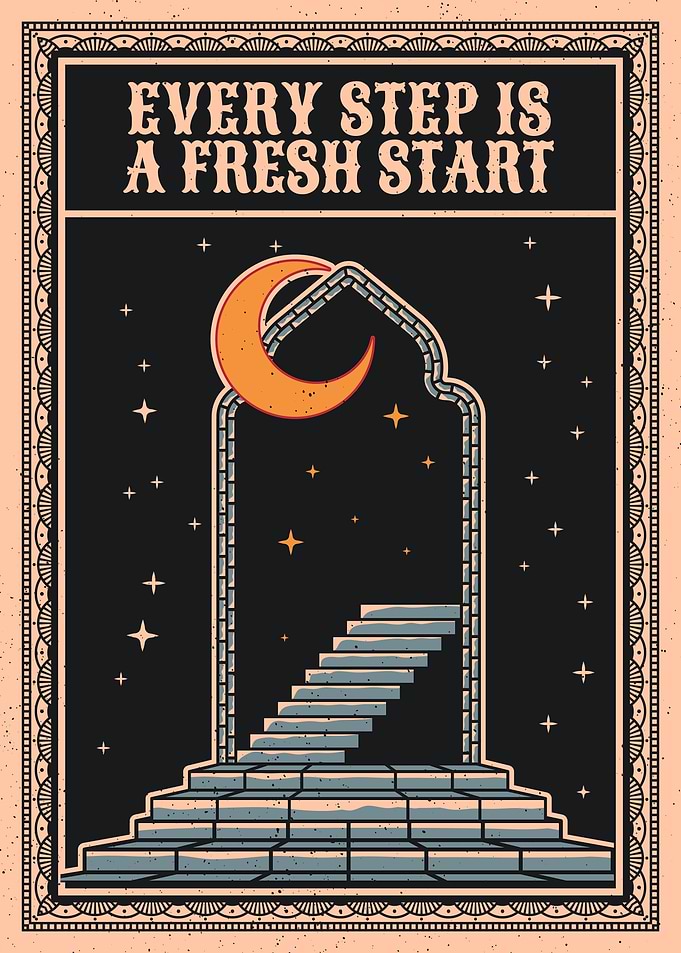 Stairway & Crescent Moon Art