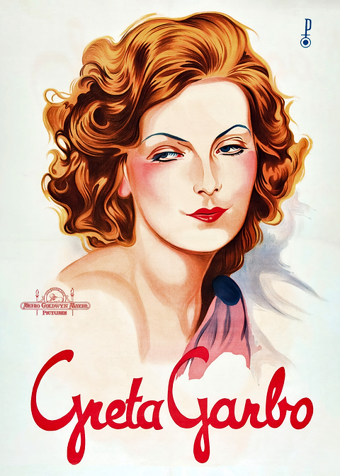Greta Garbo Movie Poster — vintage film art printed on metal