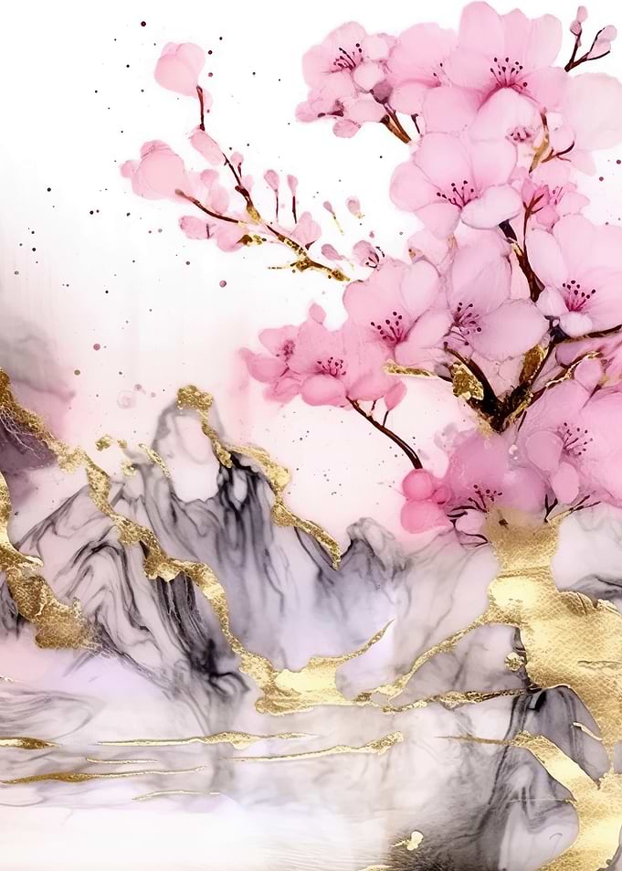 Cherry Blossom Ink Art