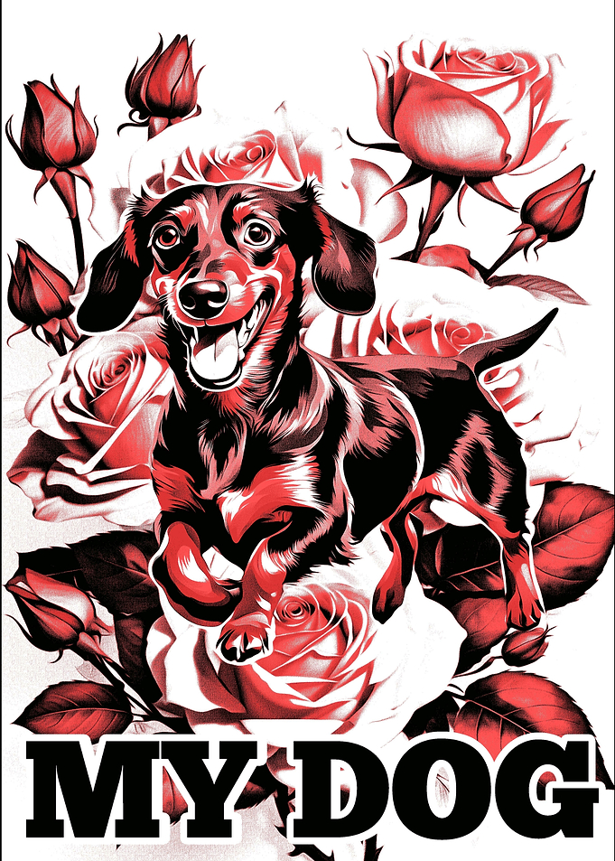 Dachshund with Roses