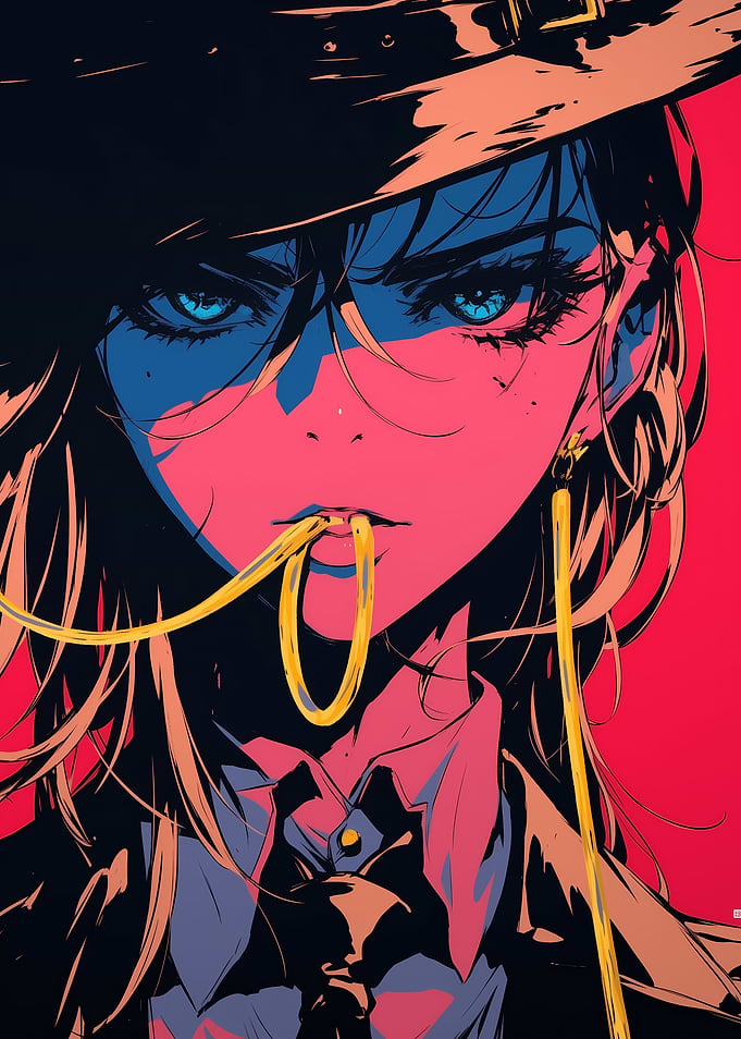 Anime Girl with Hat and Chain