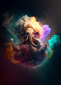 Ganesha in Colorful Smoke