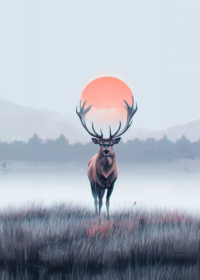 Deer with Sunset