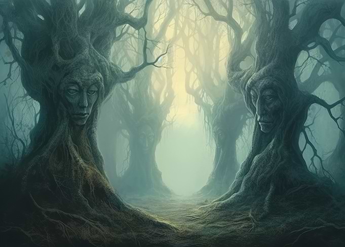 Ancient Woods Mystical Forest Faces